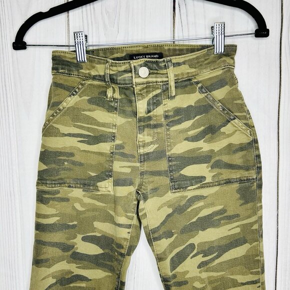 Lucky Brand Womens Camo Jeans Mid-Rise Ava Slim Size 0/25 (25" x 26") Ankle - Picture 2 of 9